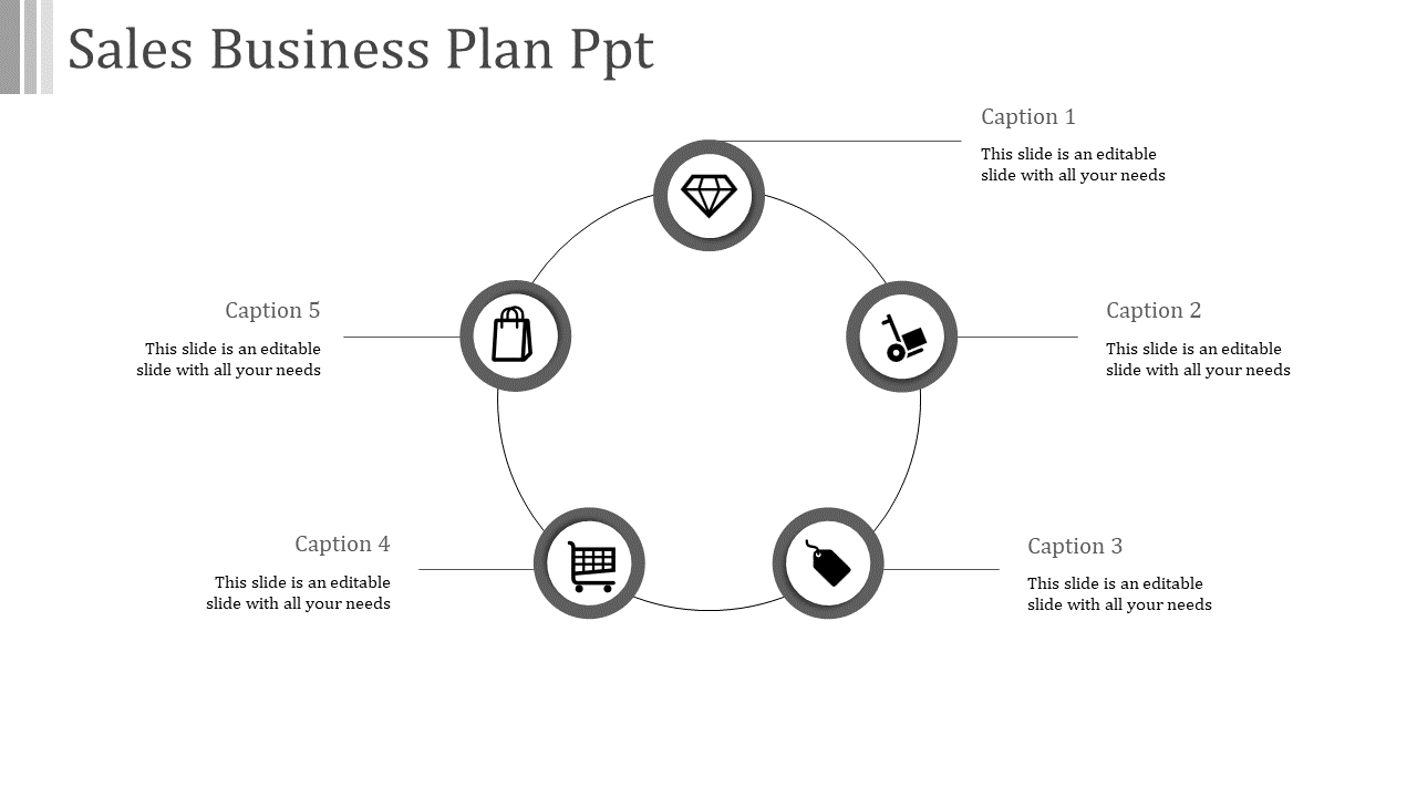 Best Sales Business Plan PPT Slides Designs-Five Node